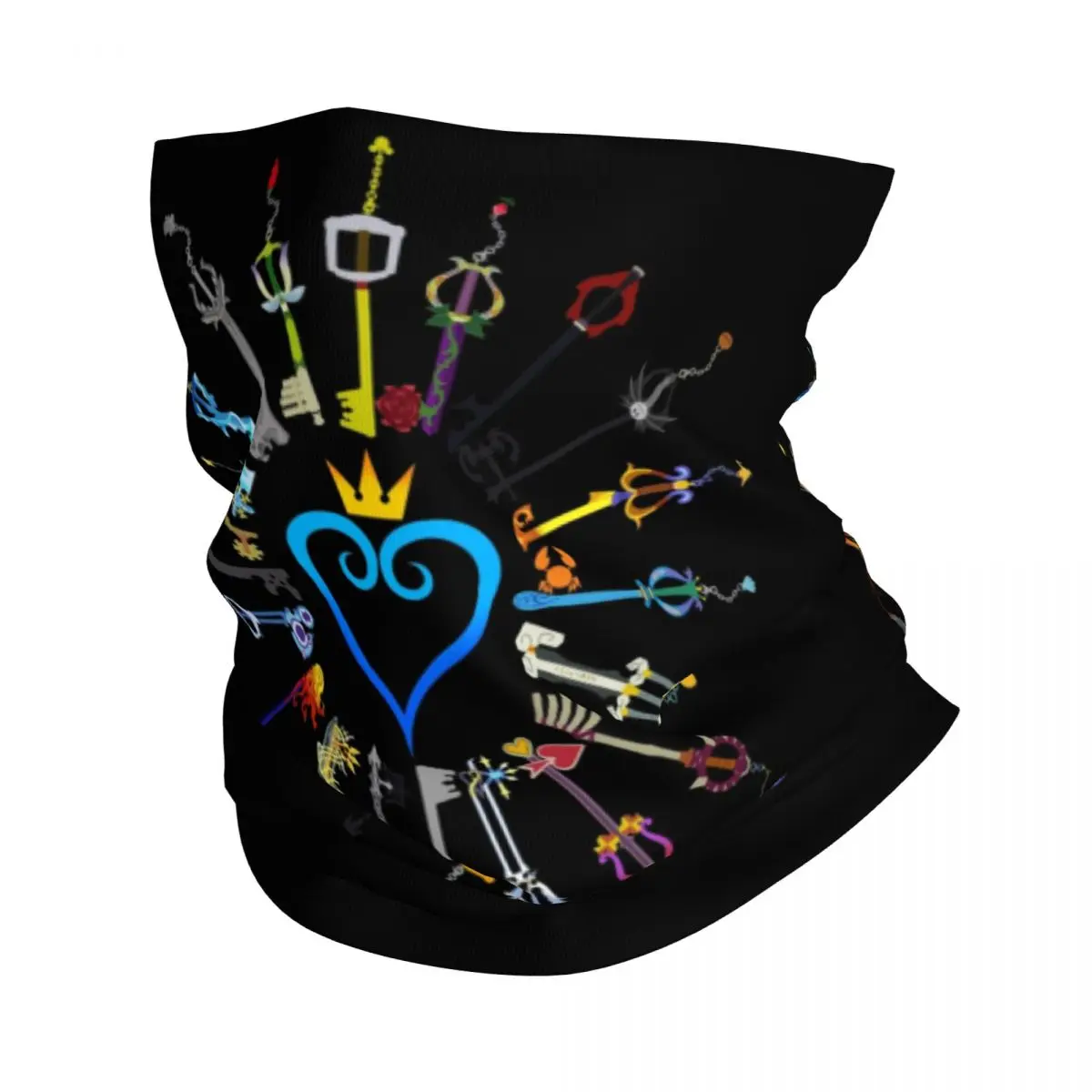 Custom Kingdom Hearts Keyblades Bandana Neck Gaiter Windproof Face Scarf Cover Men Women Anime Game Headband Tube Balaclava