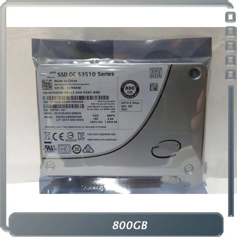 800GB For Intel  SSD DC S3510 800G SATA 0CM65W CM65W