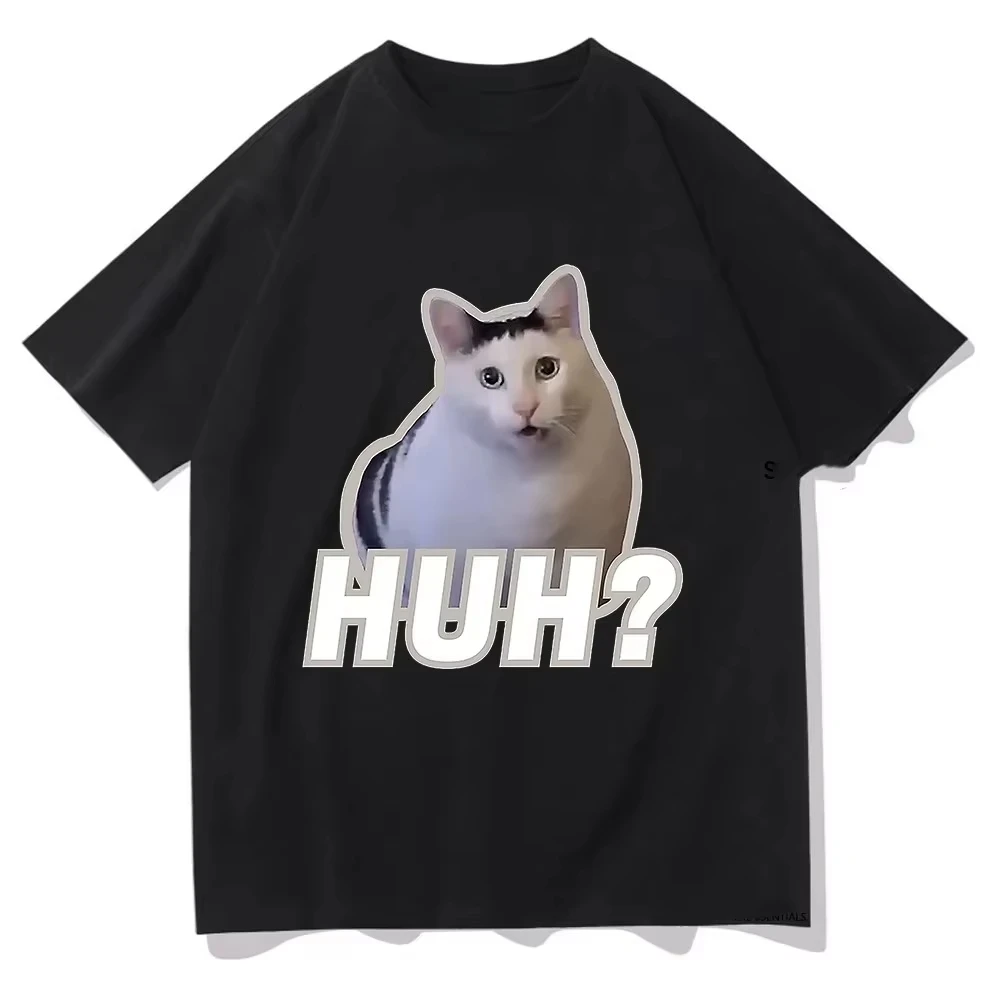 

Милые футболки Huh Cat Meme, забавные крутые классические мужские/женские костюмы, эстетичная футболка в стиле Харадзюку, винтажные хлопковые топы унисекс, унисекс