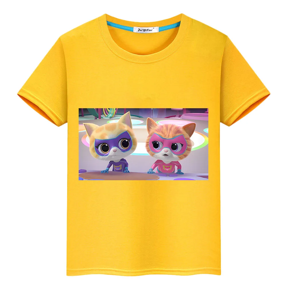 

Super Kitties 100%Cotton T-shirt kids clothes Short Print Tops y2k one piece Casua Cartoon Summer Anime Tees boy girls clothes