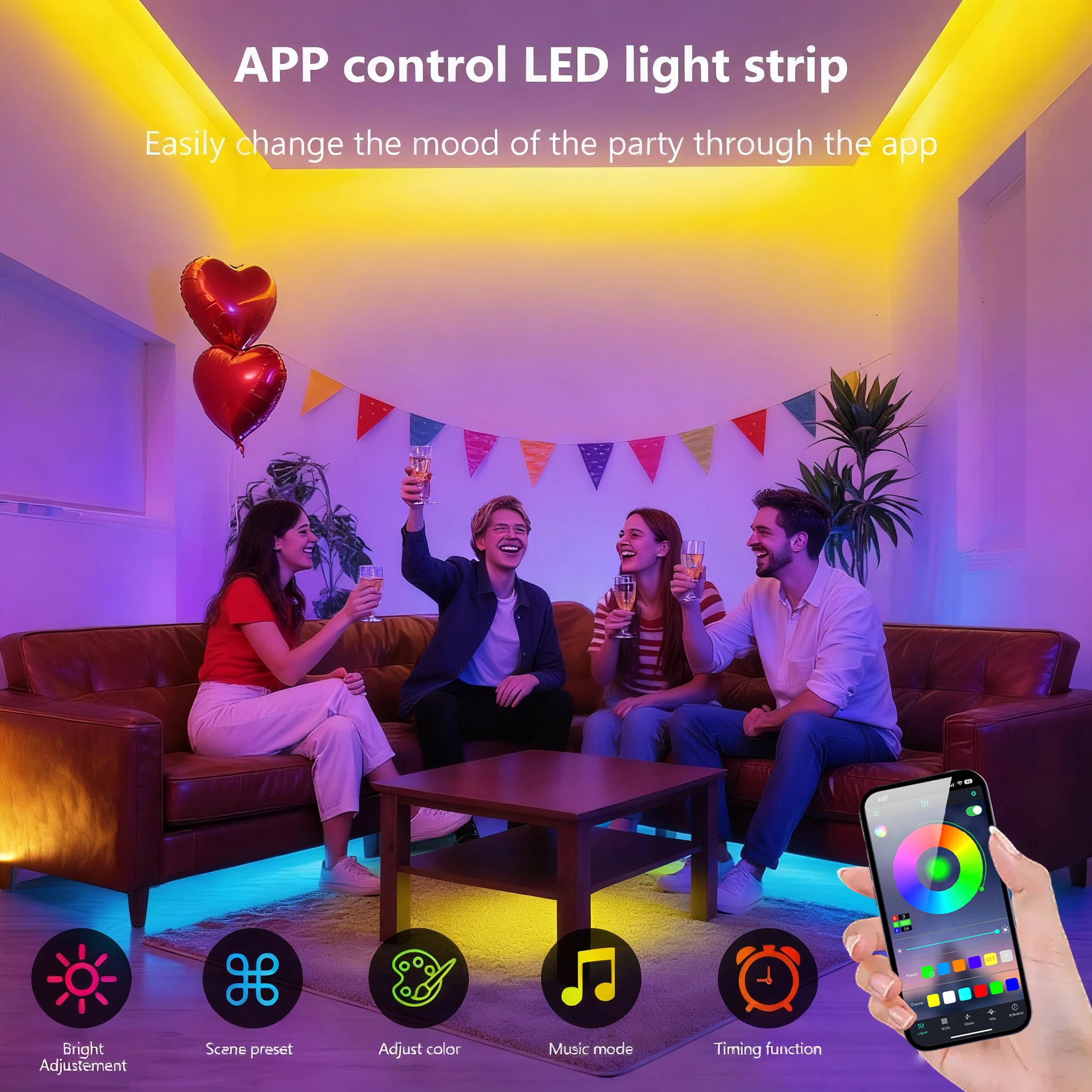 Tuya Smart WIFI RGB COB LED Strip Lights 12V 24V 576LEDs/M Bluetooth Remote Control Addressable Flexible LED Light TV Room decor