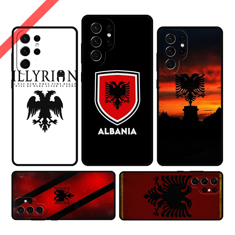 Double Headed Eagle Albania Flag Phone Case For Samsung Galaxy S20 FE S21 S10 S23 Plus S24 S22 Ultra Note20 Note10 S9 S8 Cover