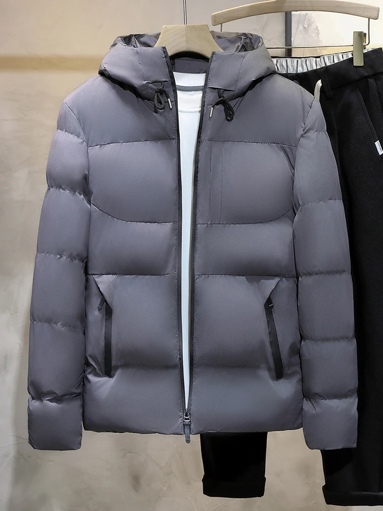 

Мужская зимняя утепленная куртка с капюшоном на флисовой подкладке, теплая стеганая куртка, повседневная, приталенная, молодежная, модная