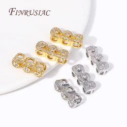 18K Gold Plated Inlaid Zircon Spacer Beads For 3-row Necklace Making,Separator End Beads Connectors DIY Jewelry Making Supplies