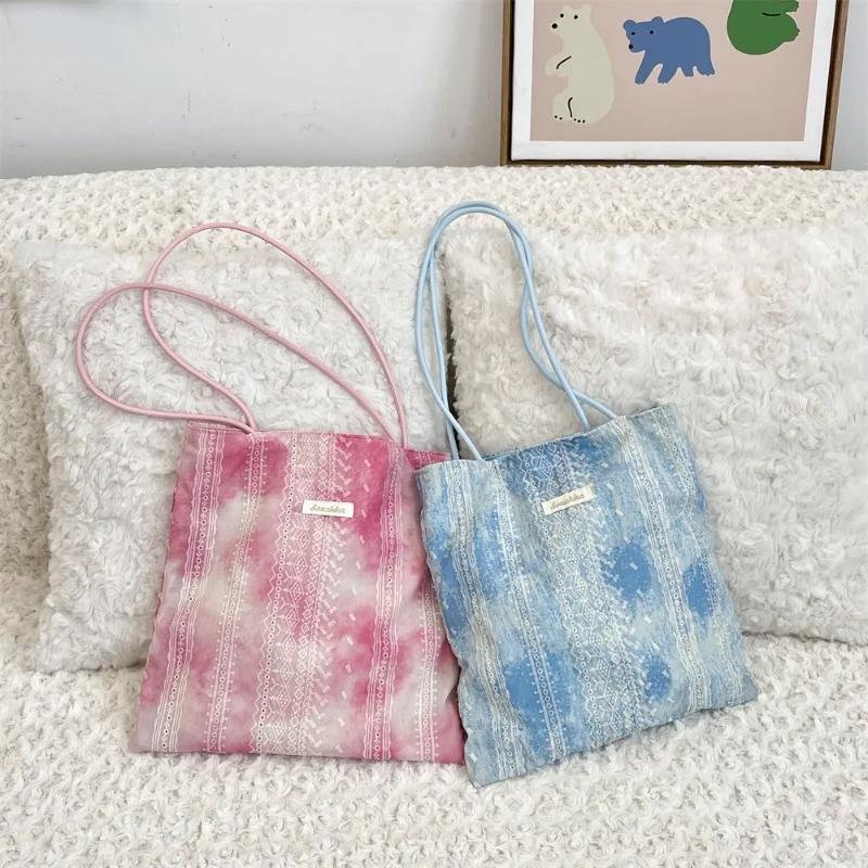 

Youda New Polyester Fabric Shoulder Bag For Women Fanshion Tie-die Lace Style Handbag Large Casual Capacity Shopper Tote Bags