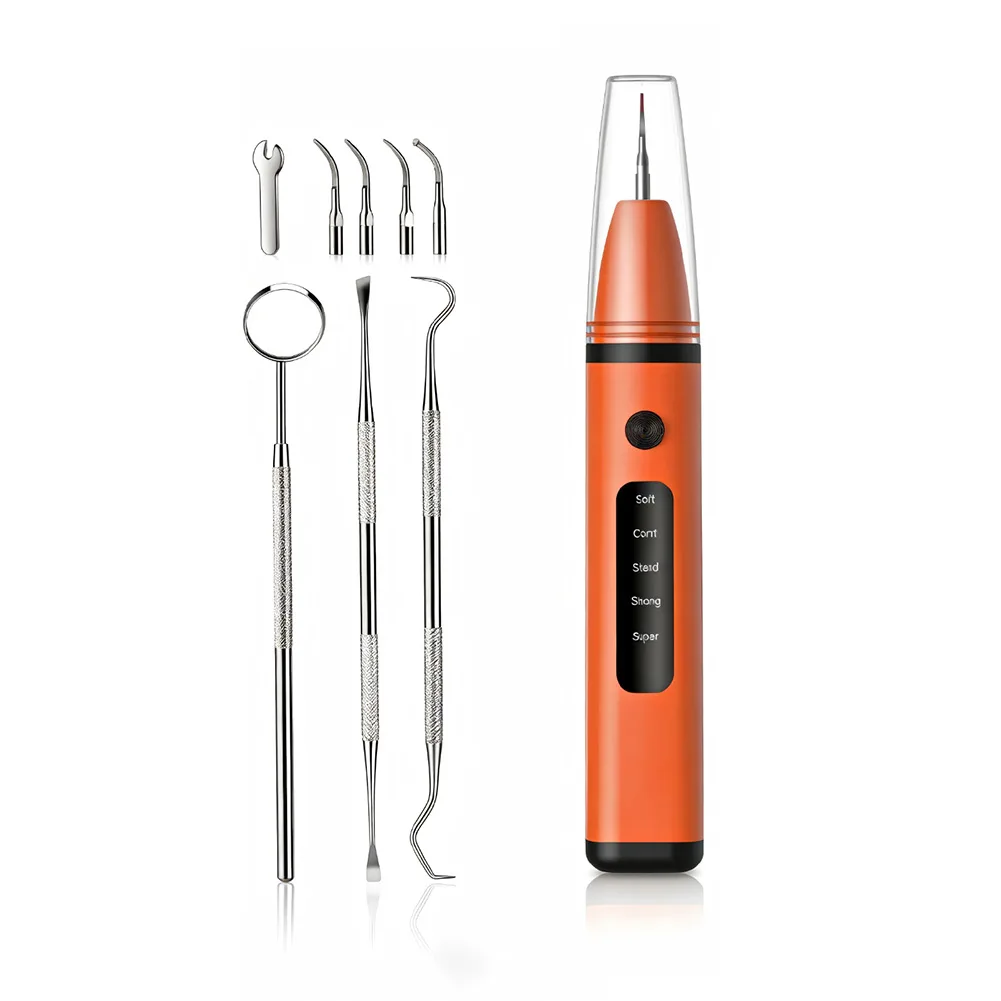 Rechargeable Plaque Remover with Built in LED Light 5 Intensity Settings IPX6 Waterproof ABS Material Type C 2000 mAh