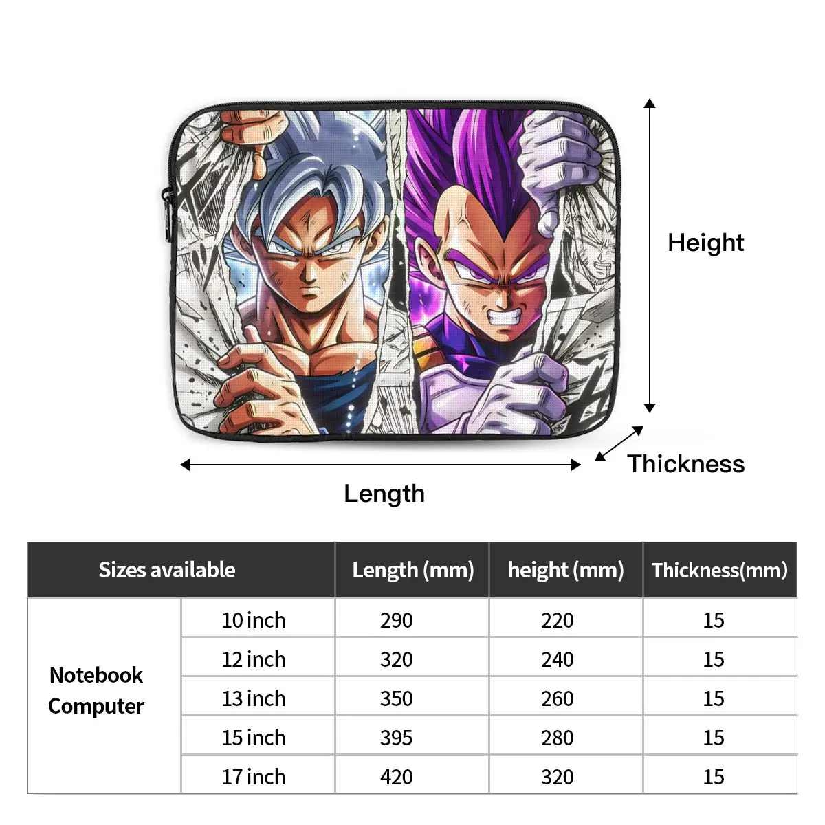 Laptop Bag Sleeve Out Of The Comic Inch Notebook Bag Case for Macbook Air Pro DBZ Vegeta Goku Tablet Shockproof Case - view 6