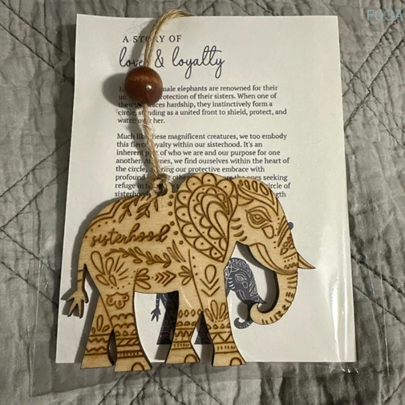 Wooden Friendship Gift Sisterhood Elephant With Story Card Christmas Tree Decorations Sisterhood Elephant Ornaments