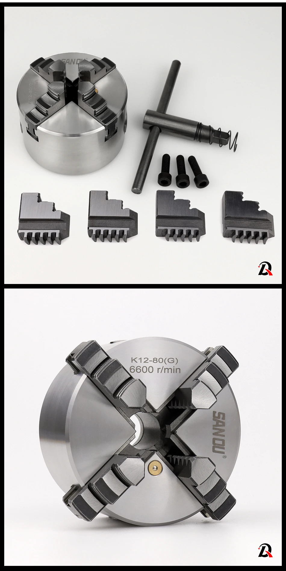 K12-80 4-Backen-selbstzentrierende 80 mm (3,15 Fuß) Drehmaschine, manuelles Scrollfutter für Mini-Mechanik-Drehmaschine mit gehärtetem Stahl für Holzverfahren – Detail 2