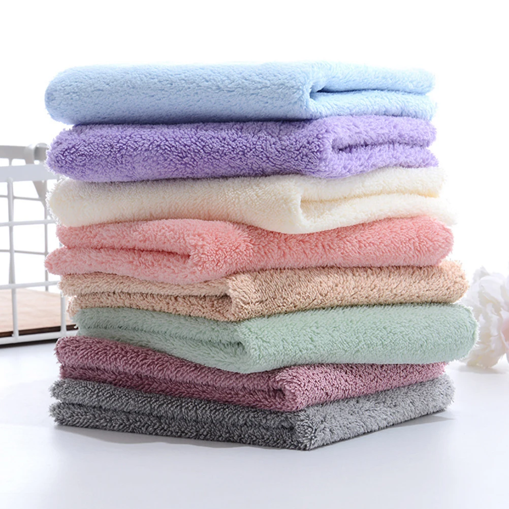 

8pcs Cleaning Small Square Scarf Eco Friendly Microfiber Hand Towel Face Washing Kerchief Dishes Wipe Coral Fleece Towel Solid