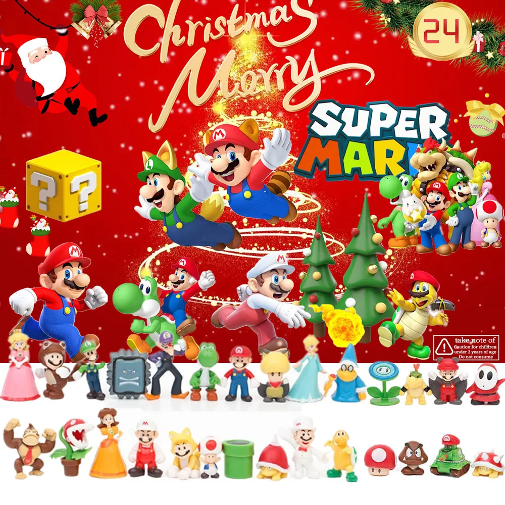 

New Super Mario Mini Model Anime Cartoon Christmas Advent Countdown Calendar Children's Toy Decorations Christmas Gifts