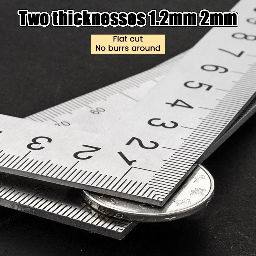 90 Degree Angle Ruler Stainless Steel L Shape Ruler Double Sided Scale Ruler Measuring Tool Metal Straight Woodworking Tools