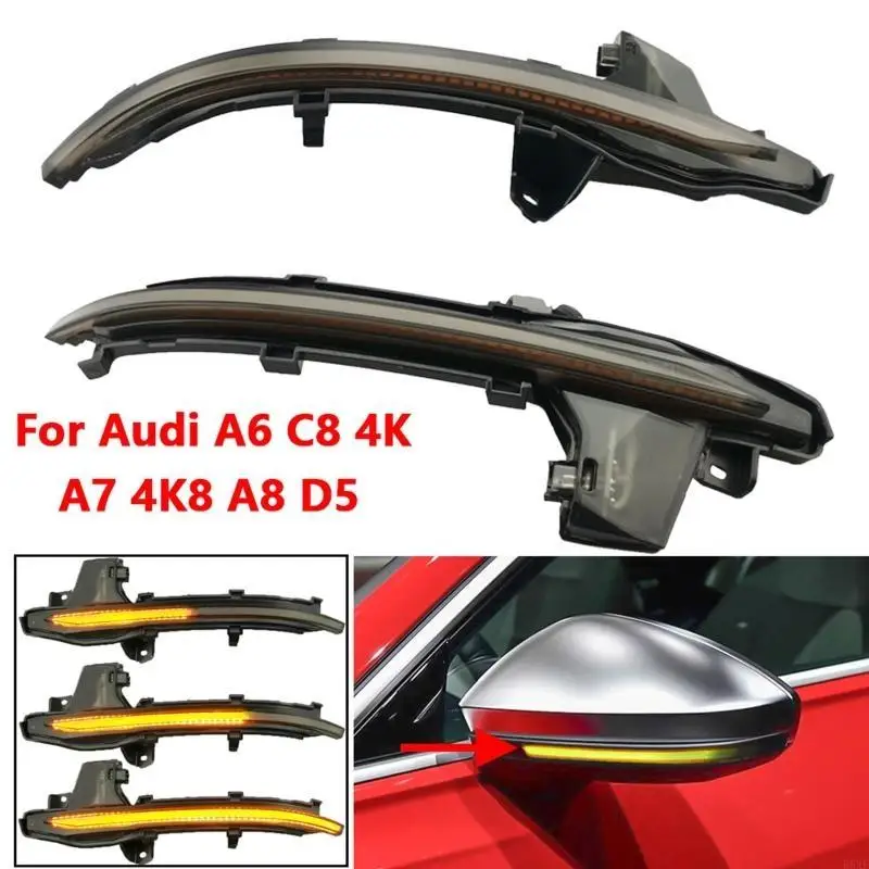 

2025 New 2pcs Auto Scroll LED Dynamic Turn Light for A6 C8 Rearview Mirror Flashing Repeater