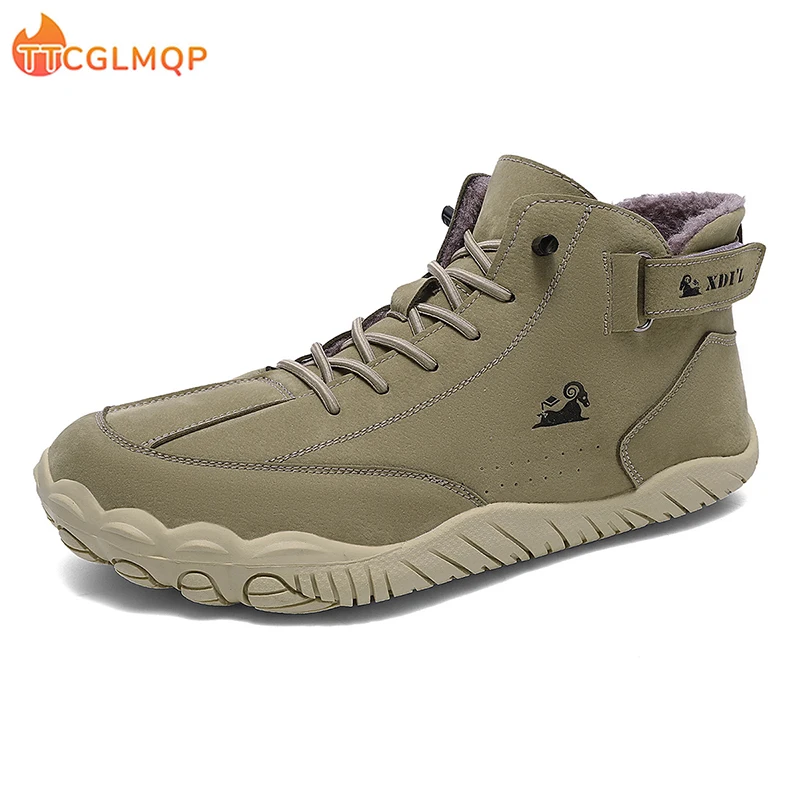

New Winter Boots For Men Snow BareFoot Outdoor Non-slip Warm Fur Casual Sneakers Plus Size Lightweight Ankle Boots Hiking Shoes