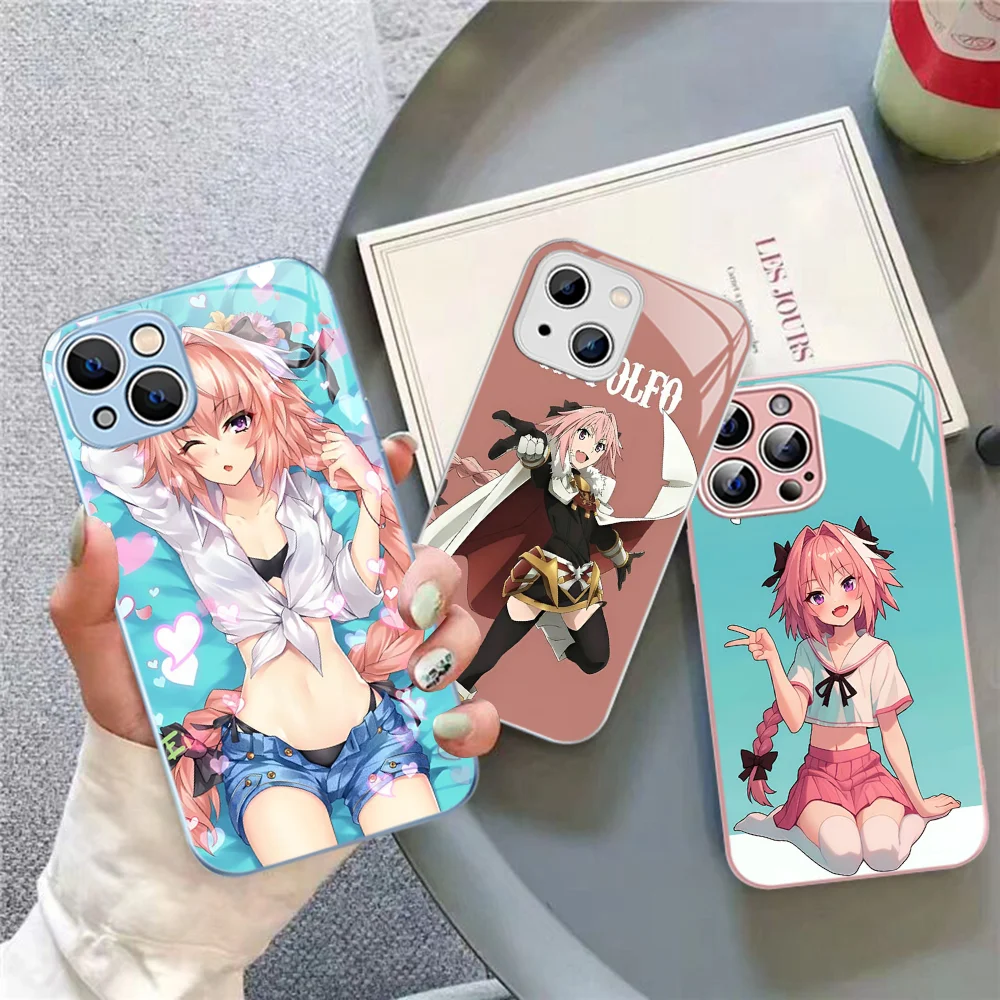 Astolfo Anime Girl Phone Case Tempered Glass For Iphone 14 13 12 11 Pro Mini XS MAX 14Plus X XS XR Fundas image 5