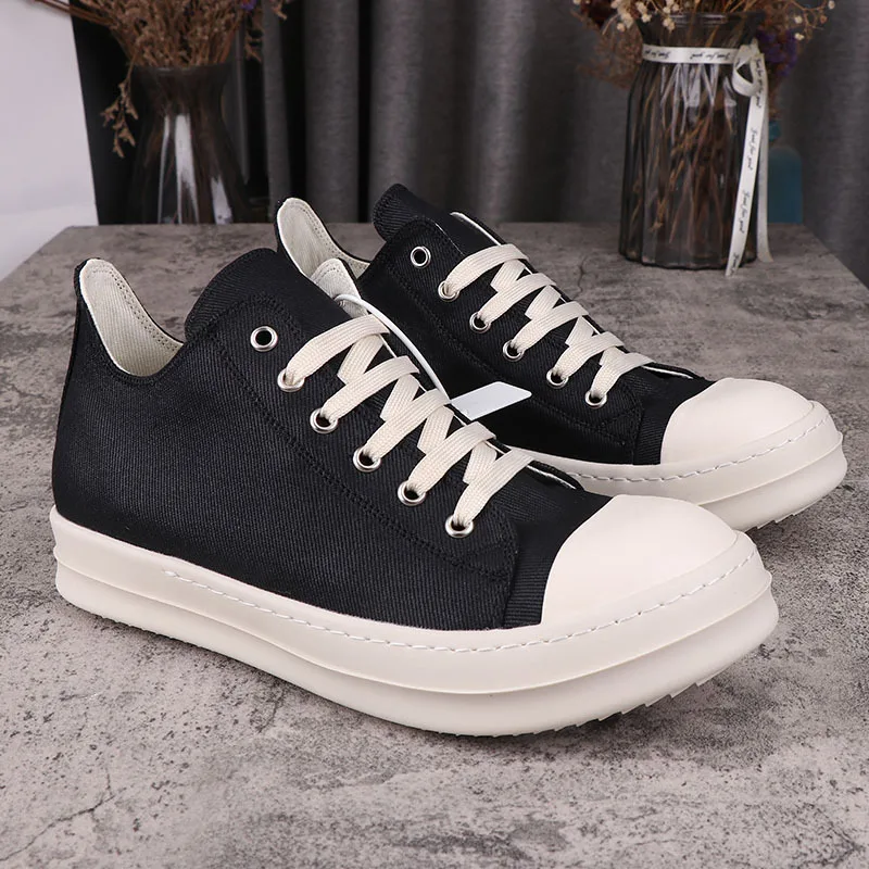 Quality Ro Low Top Platform Casual Shoes for Men Owen Lace-up Canvas Boots 2023 Women Black Luxury Thick Sole Trainer Sneakers