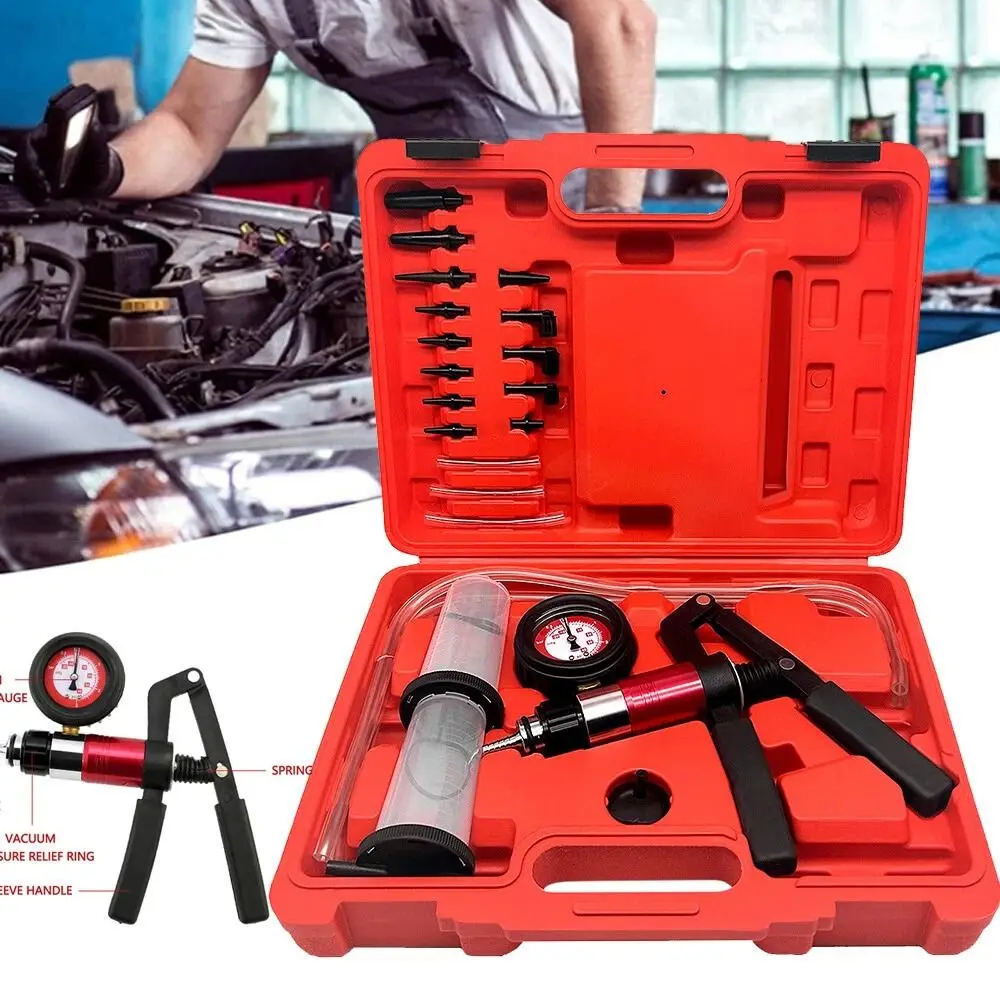 

Ручной вакуумный насос-тестер с резервуаром для жидкости, адаптером для прокачки тормозной жидкости, конструкция пистолетного насоса