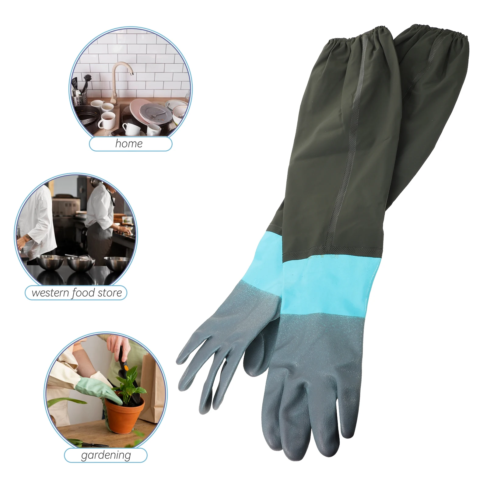 

Heavy Duty Work Gloves 70CM Long Waterproof Anti- Cleaning Kitchen Industrial Non-slip Durable Protective Gloves Household