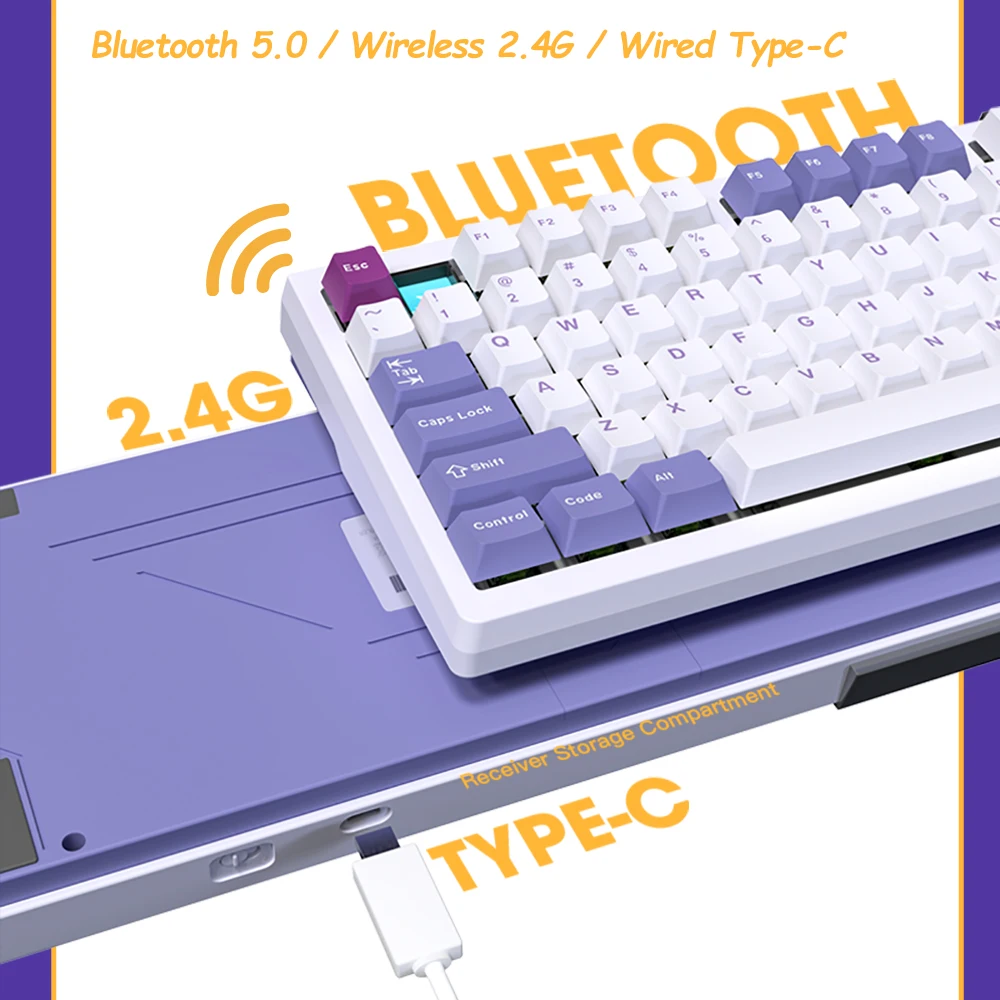 Imagem -04 - Bluetooth Tri Mode Gaming Teclado Mecânico Hot Swap 81 Chaves Rgb Backlight Macro Drive para pc Laptop Darmosharktop75-wireless