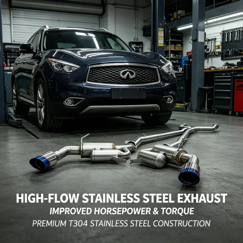 

Car Exhaust Catback for Infiniti QX70 3.7L V6 2012 - 2017 Stainless Steel Muffler Racing Performance Exhaust Pipe Sound Upgrade