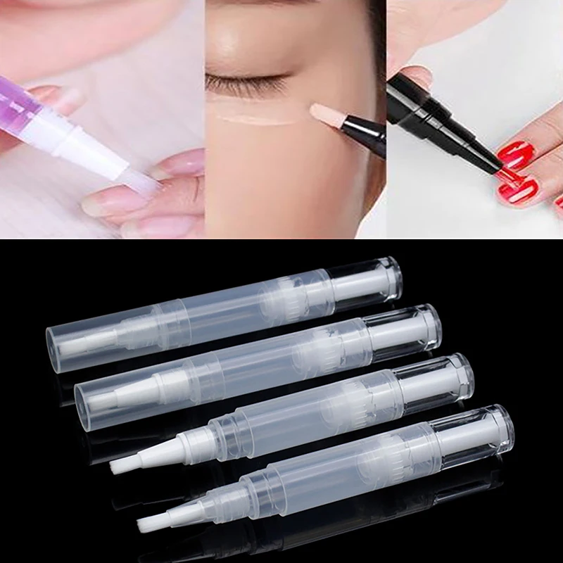 1Pcs 2/3ml Transparent Twist Nail Twist Pens Empty Transparent Nail Oil Pen with Brush Cosmetic Container Pen Lip Gloss Tubes
