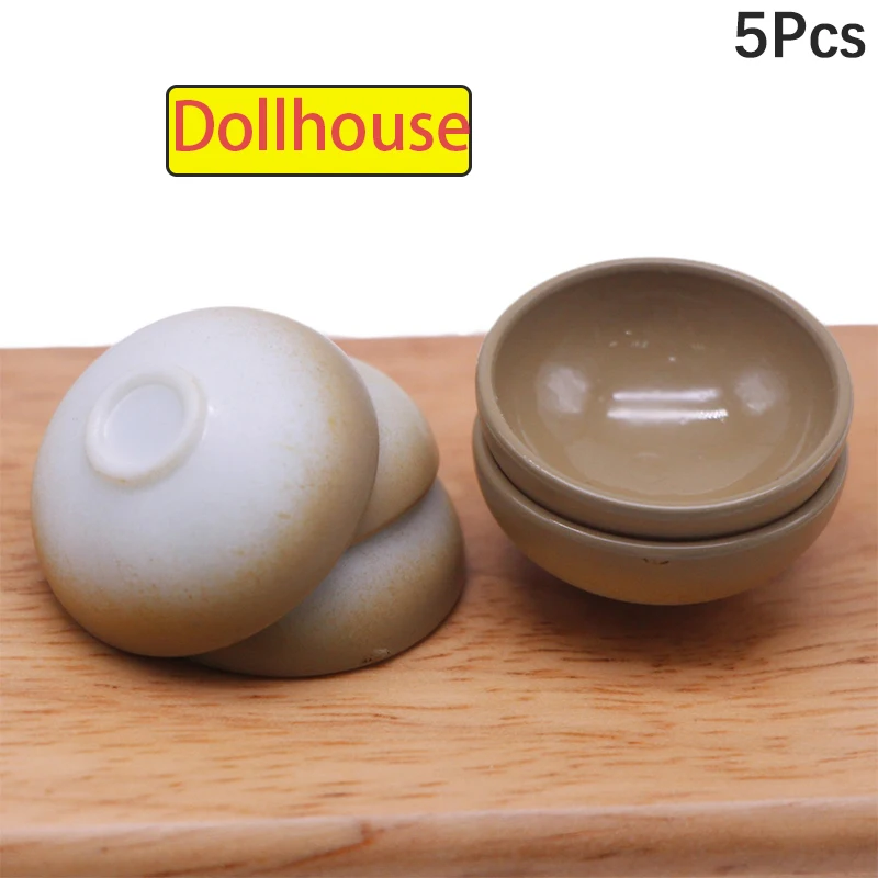 Bol à fruits Miniature pour maison de poupée 1:12, bol à salade, assiette à soupe, Mini couverts, vaisselle de cuisine, décor, jouet, accessoires pour maison de poupée, 5 pièces