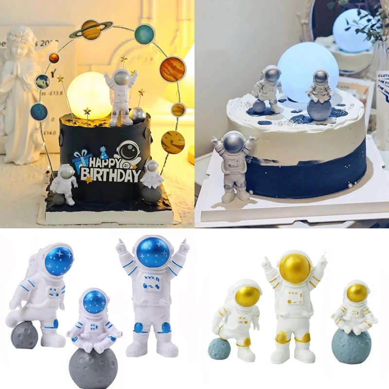 Decoración de tarta de astronauta con tema de la serie Planeta del universo del espacio exterior, regalos para niños y niñas, decoración para tarta de cumpleaños para Baby Shower