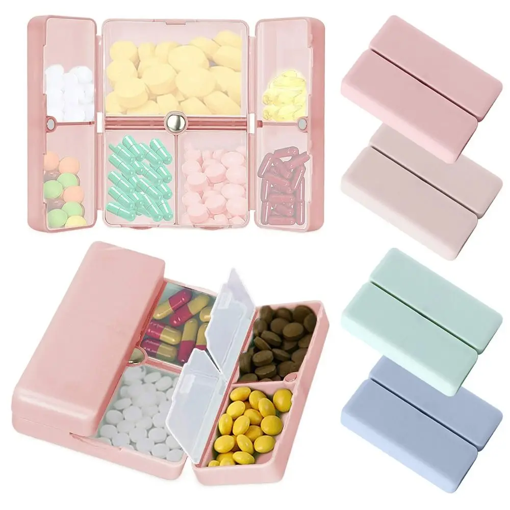 للمكملات الفيتامينات زيت السمك المحمولة مع غطاء مزدوج علبة حبوب منع الحمل صندوق منظم حبوب أسبوعي قابل للطي