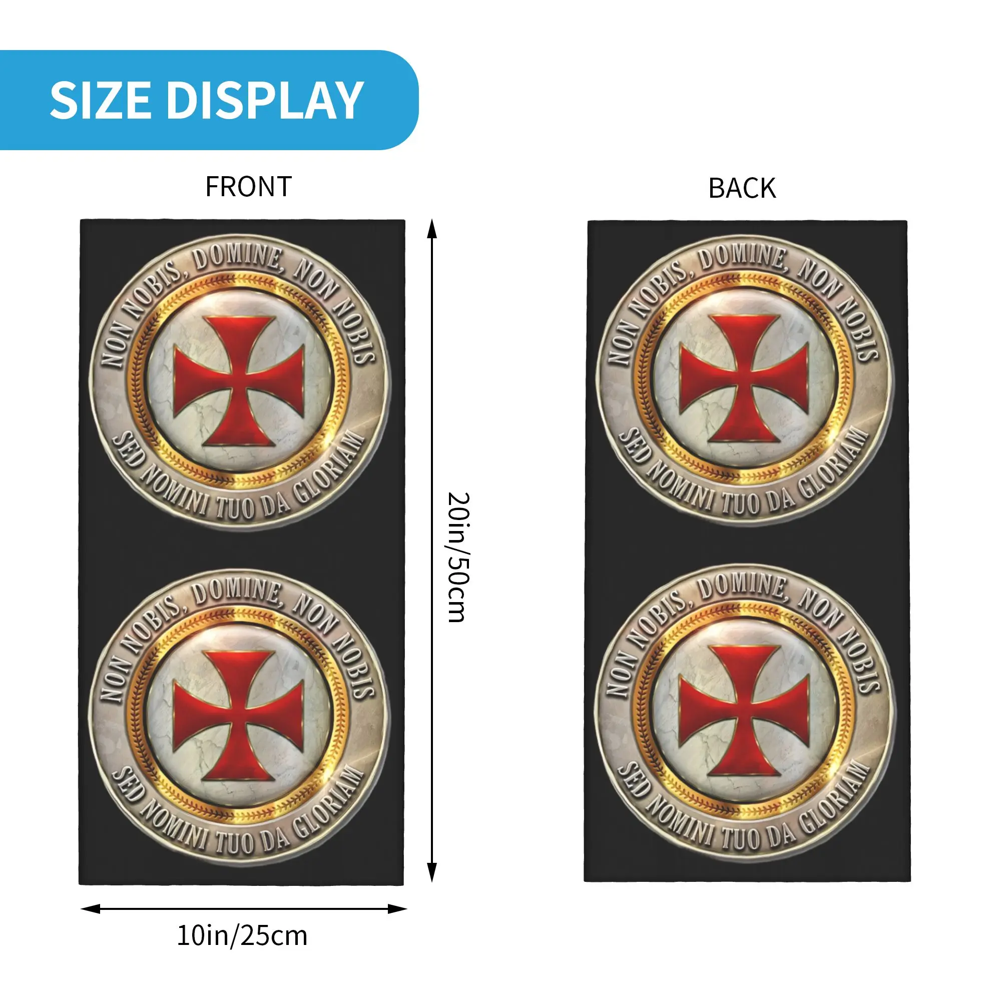 Medieval Symbol Templar Cross Bandana Neck Gaiter UV Protection Face Scarf Cover Knights Templar Masonic Headwear Tube Balaclava