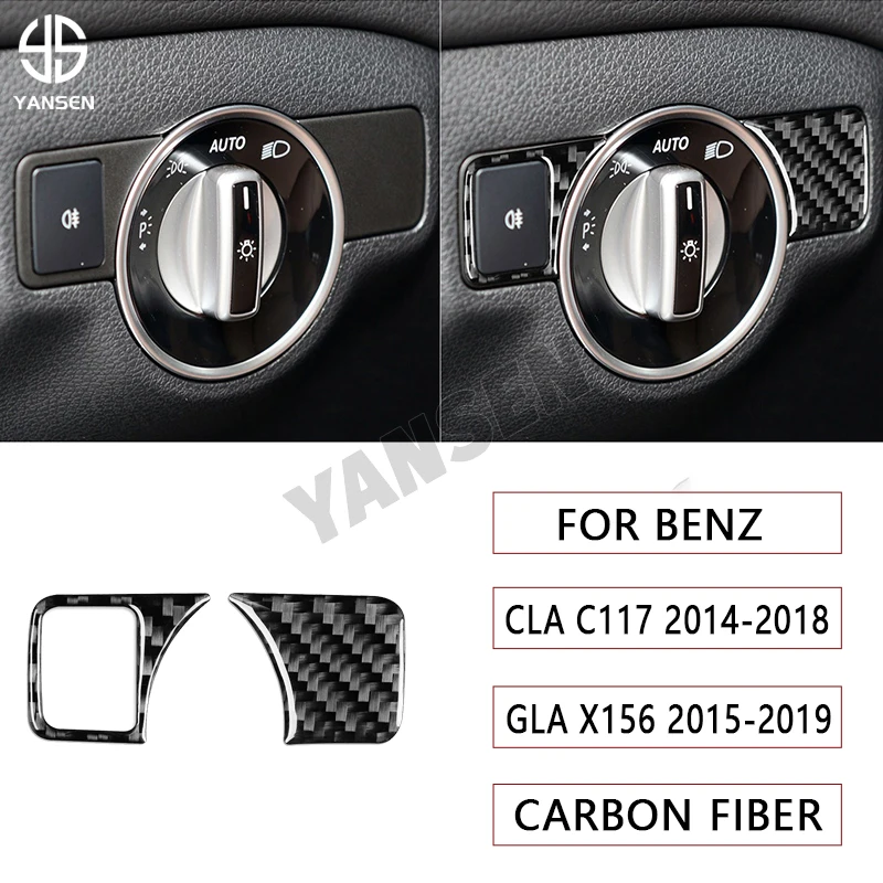 

Car Dim Light Knob Button Decoration Carbon Fiber Sticker For Mercedes-Benz CLA C117 2014-2018 GLA X156 2015-2019 A-CLASS W176