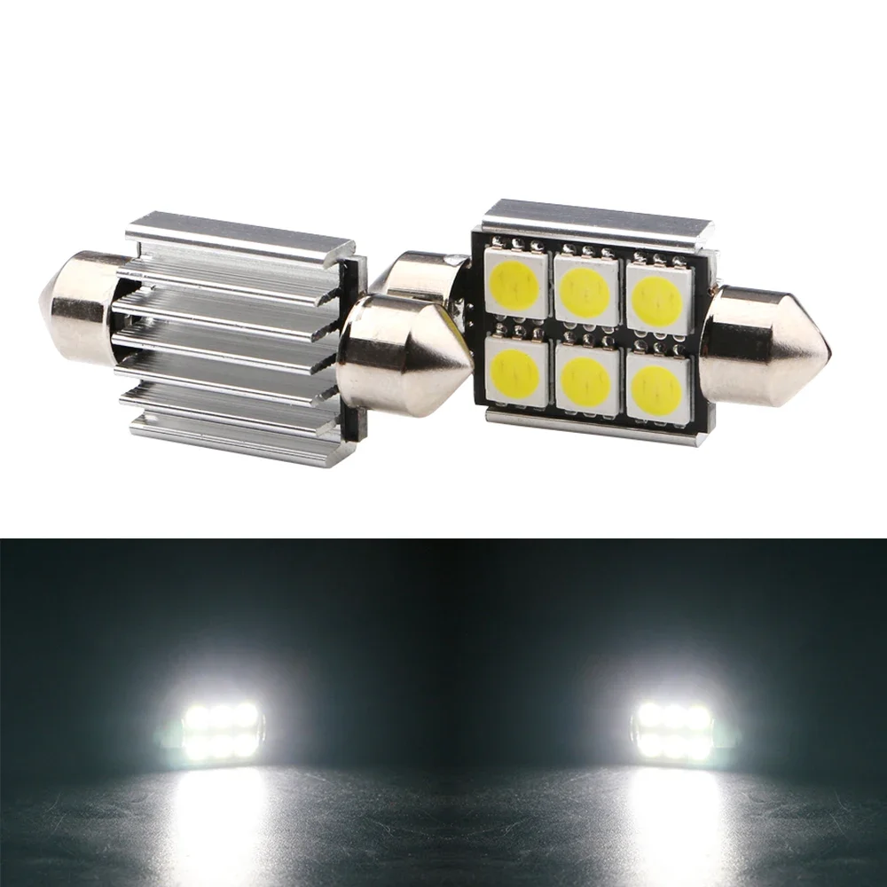 10pcs Festoon 5050 6SMD 31/36/39mm/41mm Car LED light 12V White/blue/green/red White FT C5W Interior Door light Car Accessories