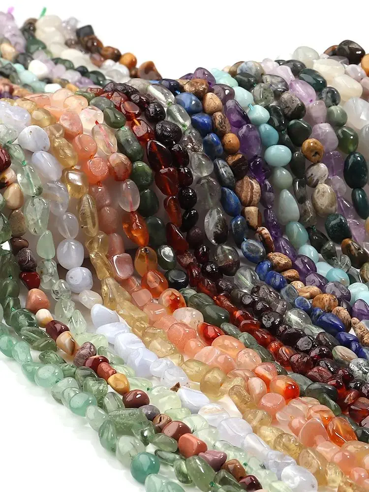 AliExpress NONE 5-10mm Natural Stone Irregular Quartz Amethyst Gravel Beads Freeform Chip Tiger Eye For Jewelry Making Diy Bracelet Necklace 15"
