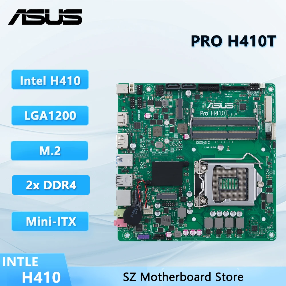 Placa base ASUS PRO H410T Mini ITX Intel H410 Socket 1200 DDR4 64GB compatible con procesadores 10100 10300 10500 G640 10400T