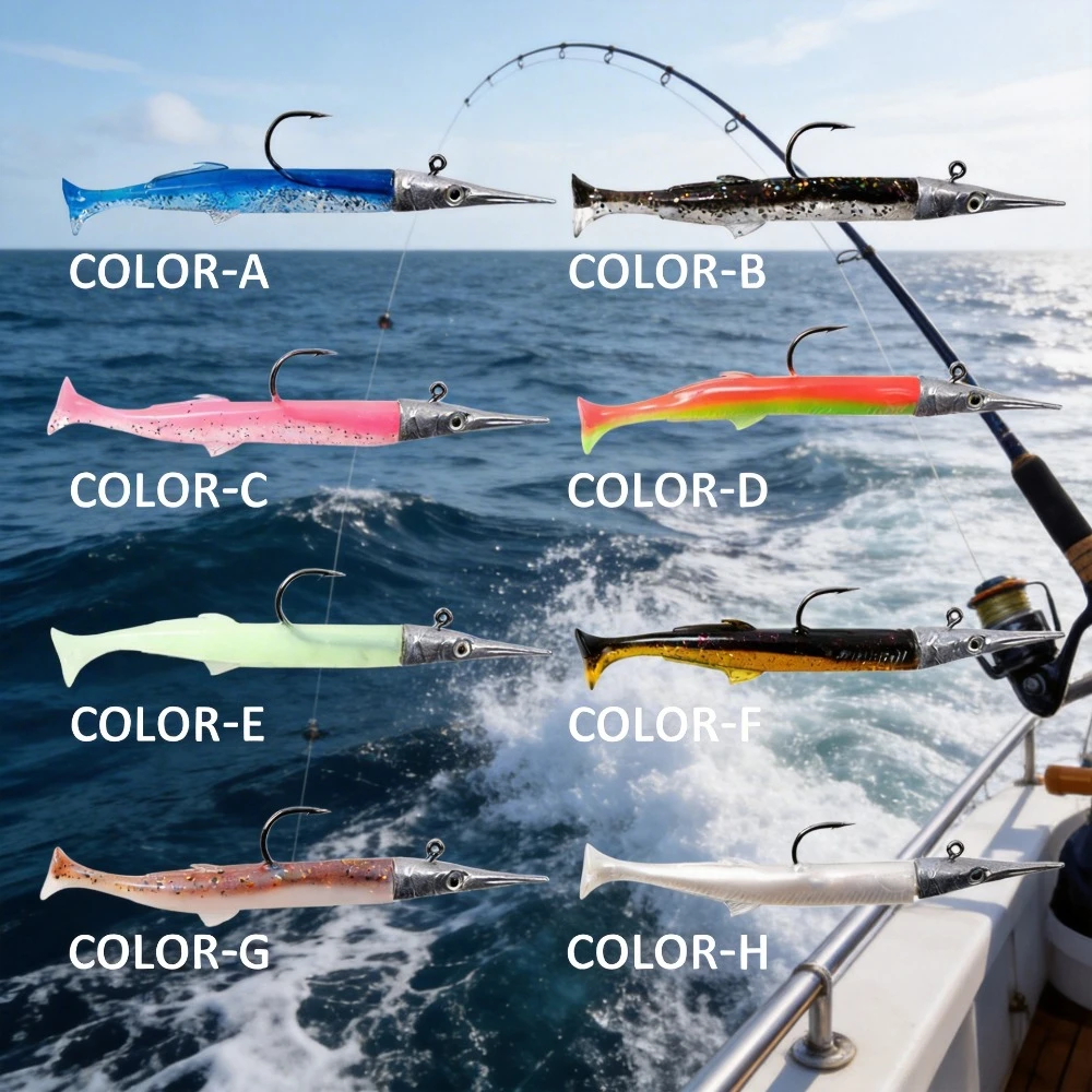 

14g Lead Head Lead Fish Shore Jigging With 2pc Bionic Silicone Soft Lures For Topmouth Culter Freshwater Saltwater Lure