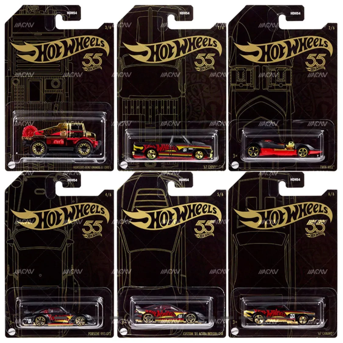 Hot Wheels 55th anniversary 1:64 Nissan  T1-GTR Land Rover dodge nova Collection BMW Volkswagen Diecast alloy car model HDH54