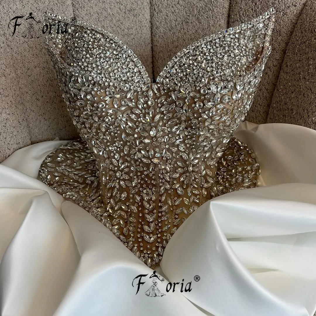 Fashion Heavy Crystal Stones Top Ivory Cocktail Dress Sleeveless Customized Short Bust Skirt Prom Homecoming Dress Party Beads