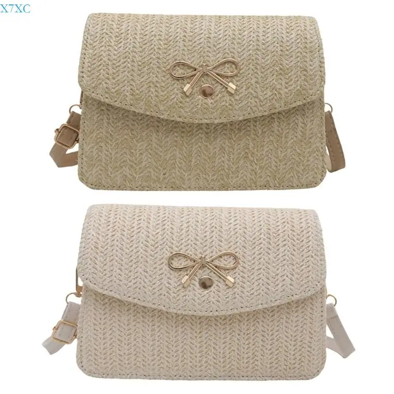 

X7XC Trendy Straw Bag Woven Crossbody Purse with Adjustable Strap for Versatility