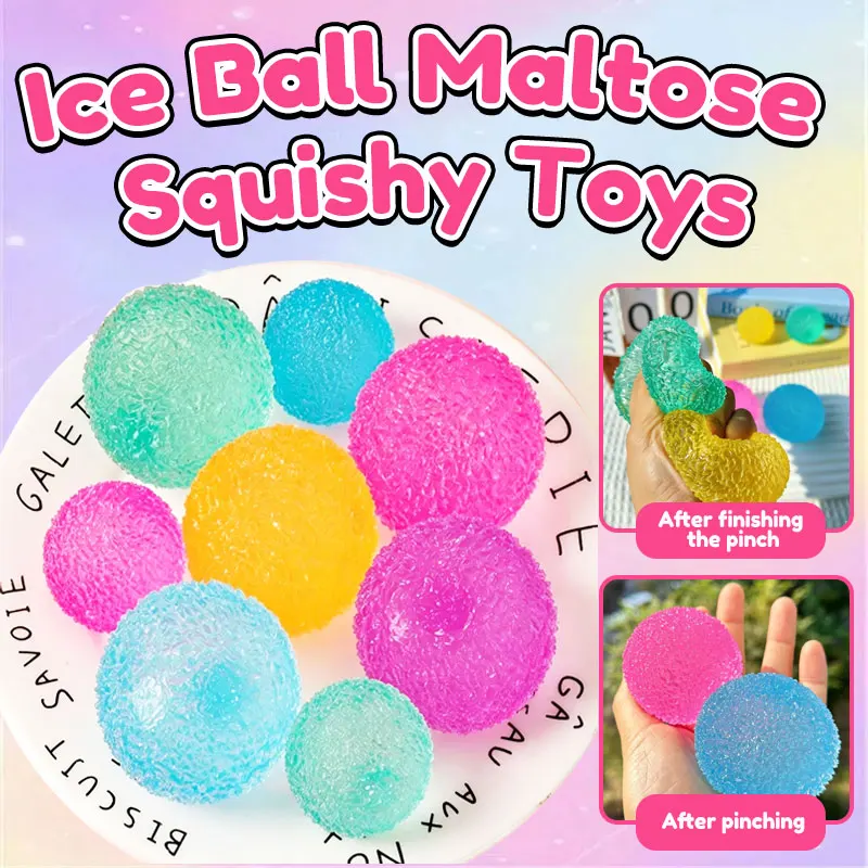 Squishy Ice Ball Maltose Fidget Toys Multicolor  Stress-Relieving Squeeze Balls Moldable Super Soft Slow-rebound for Adult Gifts