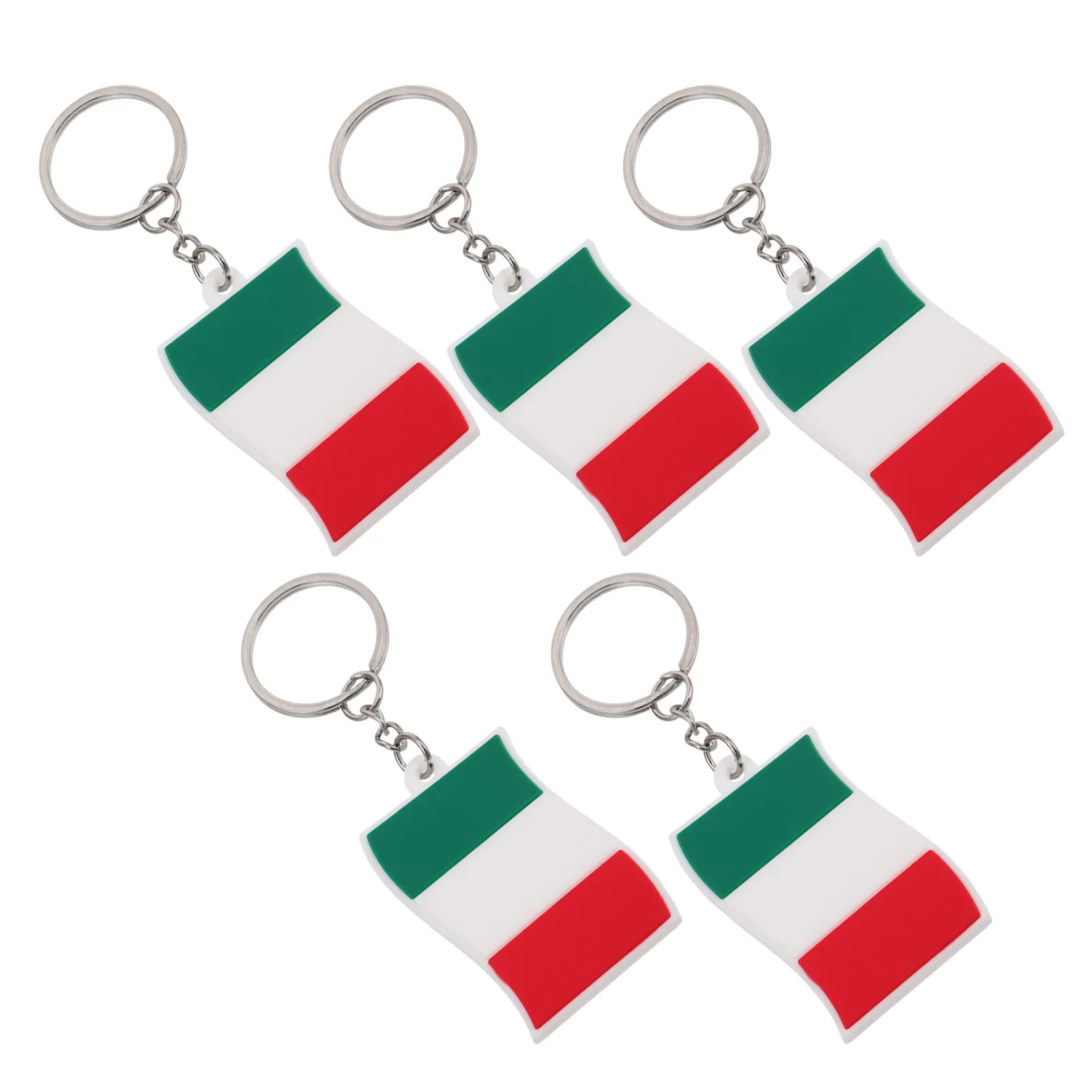 5Pcs Italy Flag Keychain Cartoon Style PVC Zinc Alloy for Backpack Purse Schoolbag Pendant Decoration Souvenir