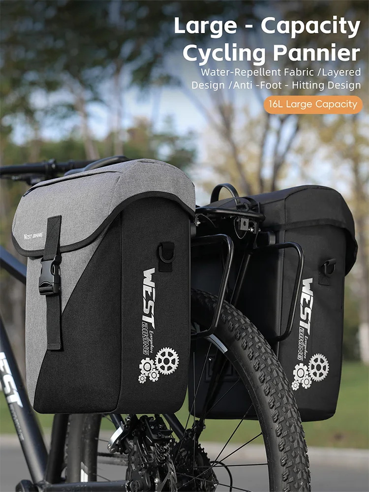 AliExpress West Biking WEST BIKING 16L Waterproof Bike Rear Rack Bag Large Capacity Cycling Luggage Carrier Bag with Quick Release Clips for Road Bikes