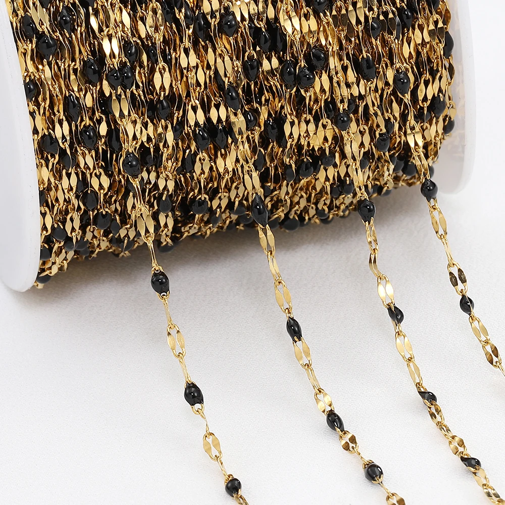 Bijoux en émail en acier inoxydable, 2 mètres, 1 mètre, blanc, noir, lèvres colorées