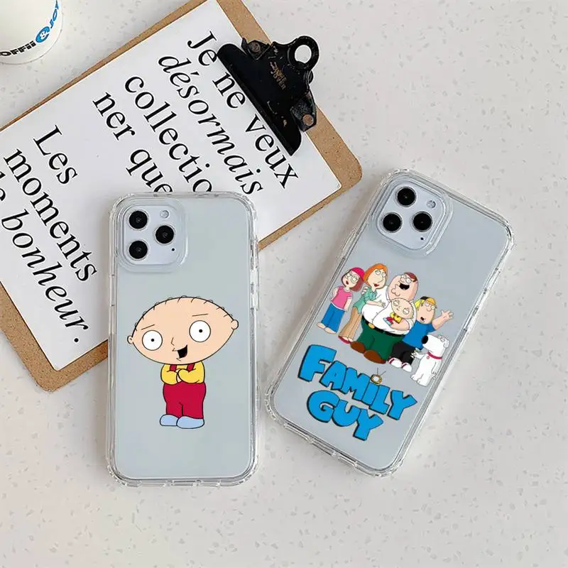 Family cartoon G-Guy Phone Case For iPhone 11 12 Mini 13 14 Pro XS Max X 8 7 6s Plus 5 SE XR Transparent Shell