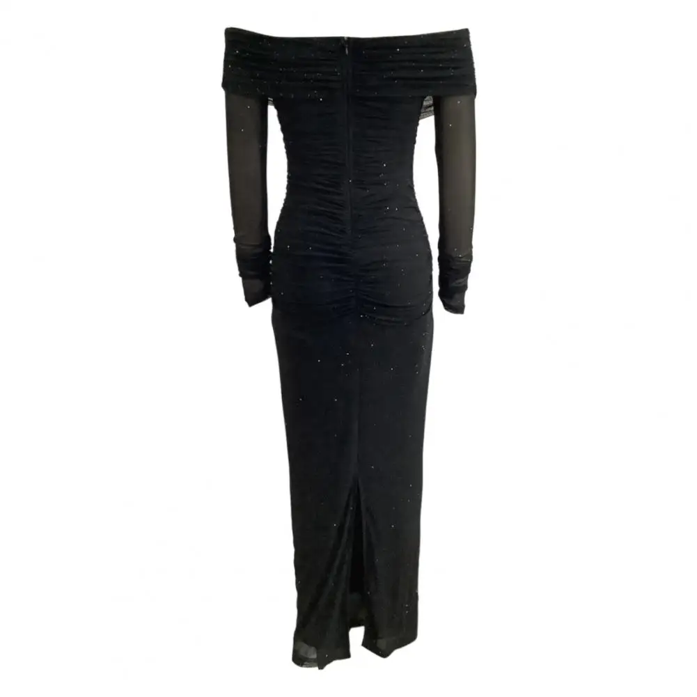 Abito trasparente in rete asimmetrica con spalle scoperte per le donne Abito da notte per feste da club di moda Vestido Abiti aderenti