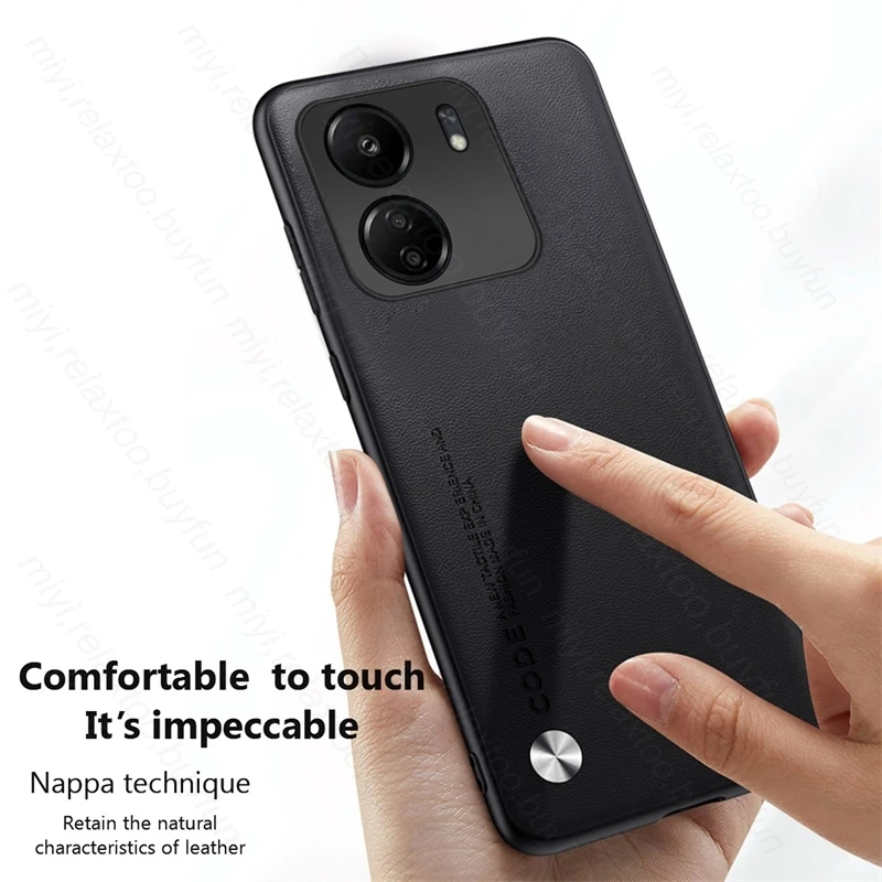 Plain Skin Leather Back Cover For Xiaomi Redmi 13C 4G Case Soft Bumper Silicone Shockproof Coque Redmi13C Redmi 13C 13 C C13 4G