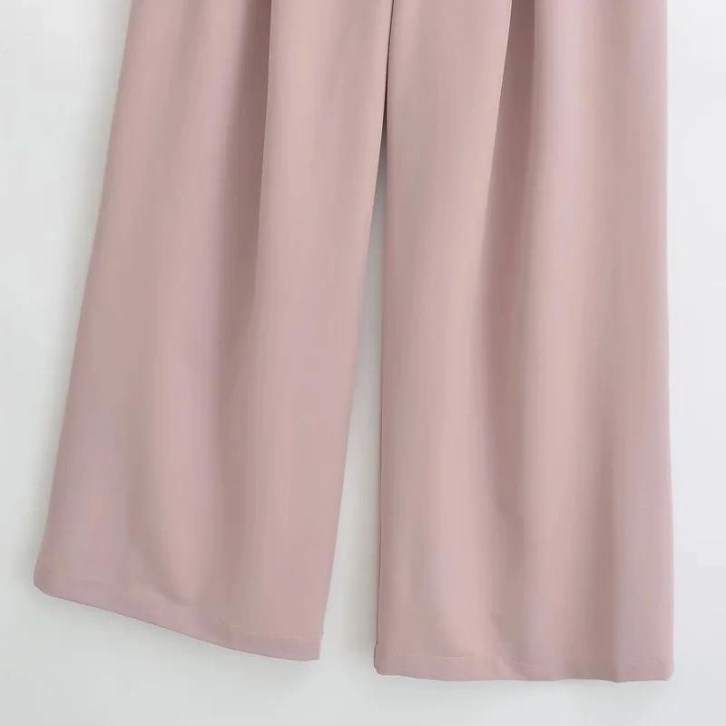 TRAF Long Pants Trousers Women 2024 Spring Summer Autumn Elegant Office Baggy Pants Ladies Fashion Casual Pink Grey Black Pants