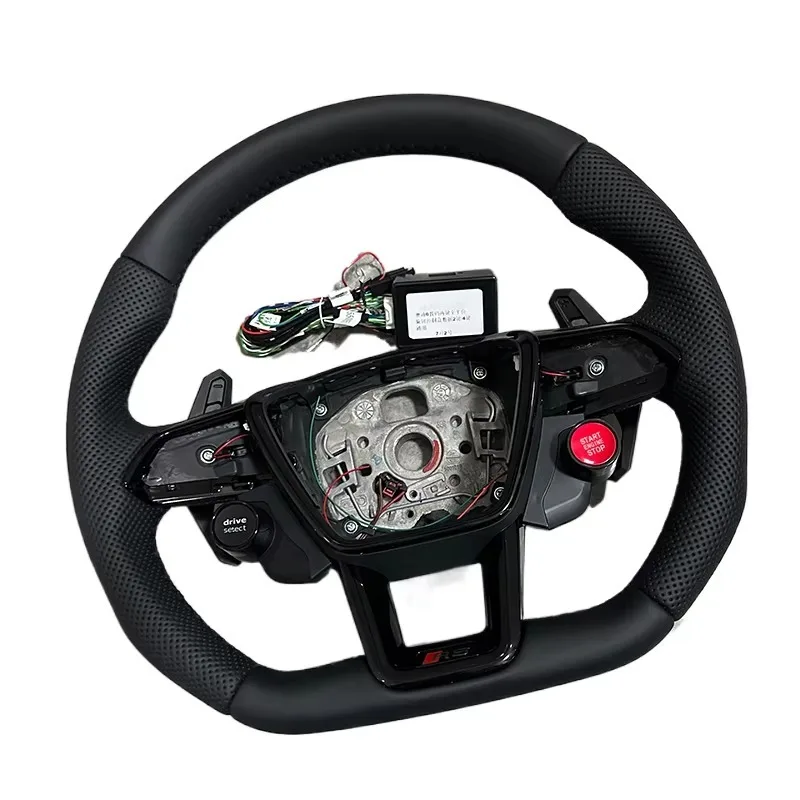 OEM Fitment Steering Wheel for Audi A6 S6 RS6 A7 S7 RS7 C8 (2019-2025) with R8 Start Button New Flat Bottom Perforated Leather