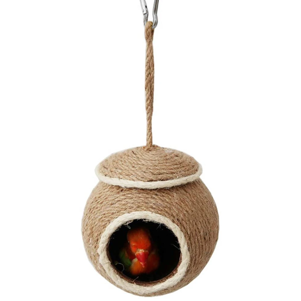 Bird House Cage Toy Natural Coconut Fiber for Parrots Nest Breeding Bird Nesting Box Fiber String Hanging Bird