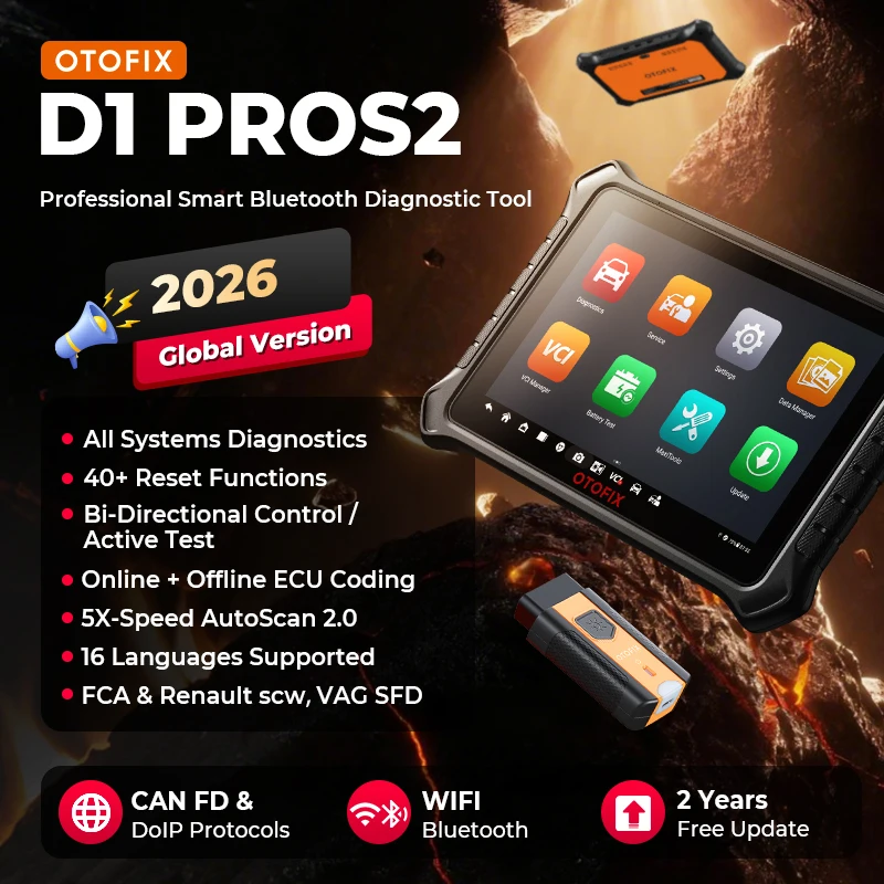 OTOFIX D1 PROS2 OBD2 Diagnosegerät für Alle Fahrzeuge, Alle OE-Level-Systemdiagnosen, ECU-Codierung, 40+ Servicefunktionen, Bidirektionale Steuerung, Auto Scan 2.0, CANFD & DOIP, 2-Jahres-Update