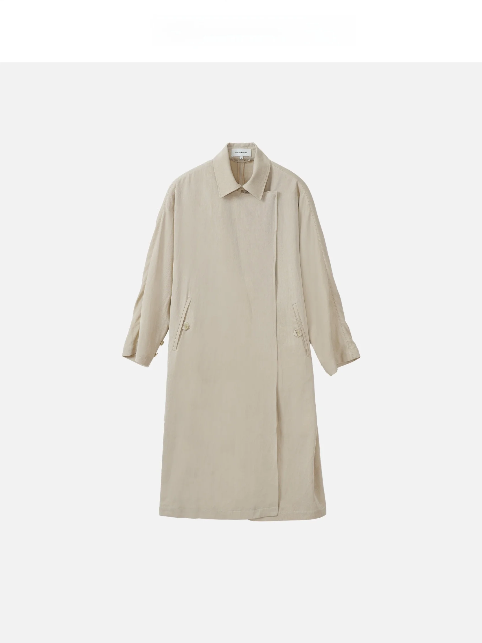 

Пальто женское Le Samedi средней длины с отложным воротником, цвет пшеничной соломки, коллекция Весна 2026, элегантное, из смесовой шерсти