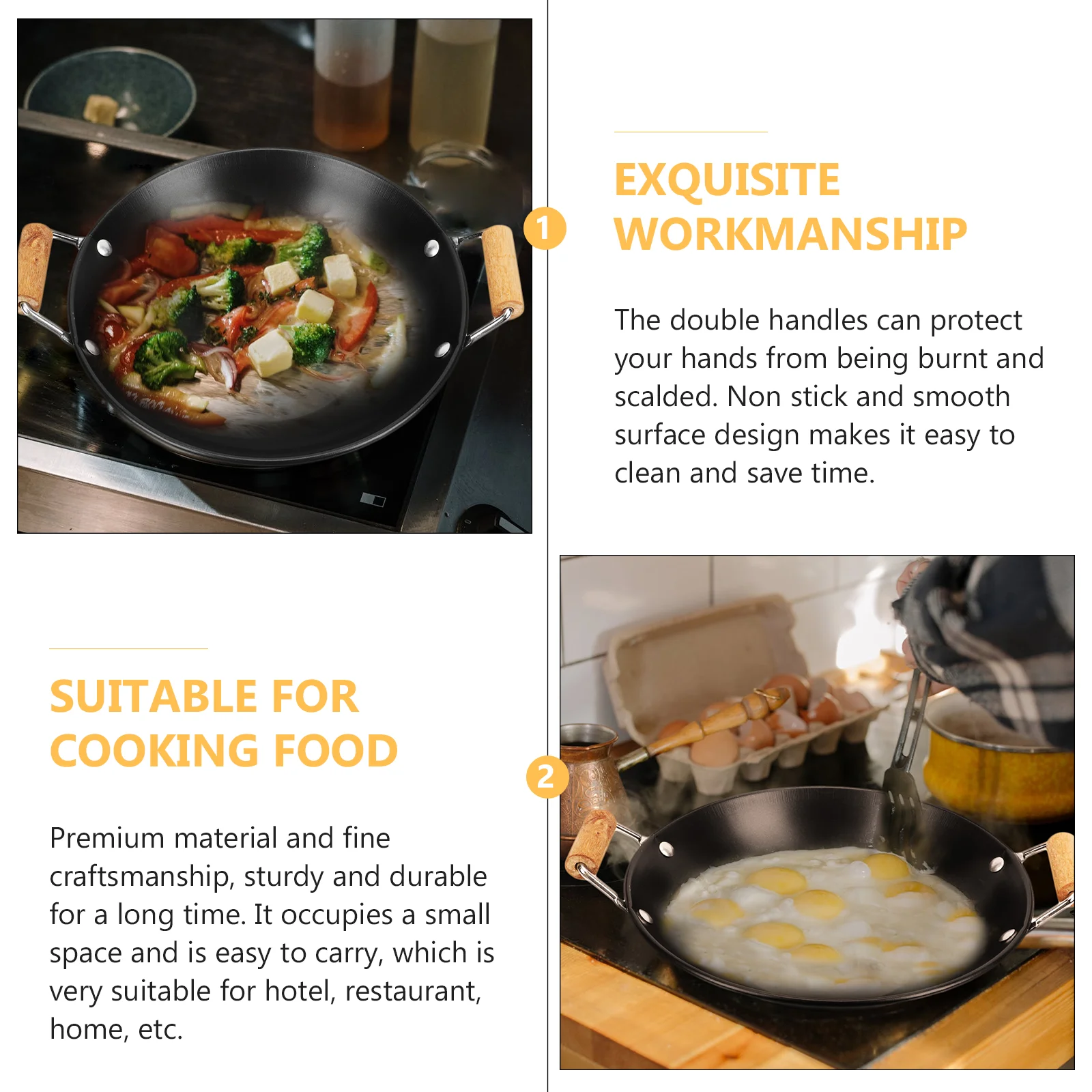 Hot Pot Cooking Pot Household Cooking Pot Cooktops Wok Pan Supply Thicken Pot with Wooden Handle